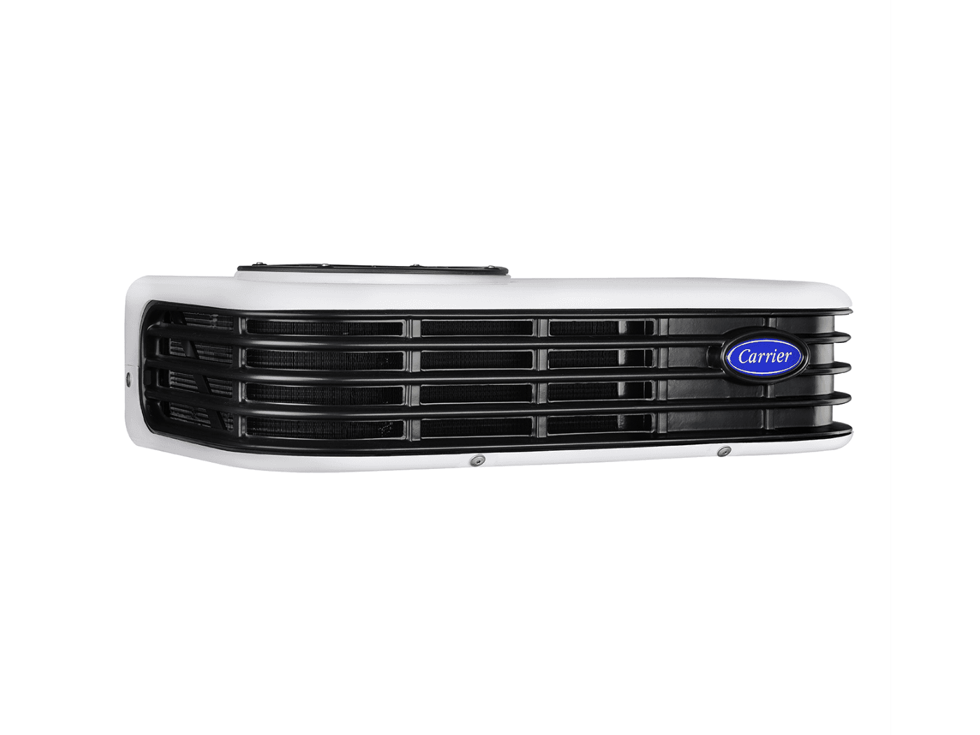 A Carrier Xarios 150/200 refrigeration unit, cut out on a white background